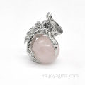 Charm Silver Jewelry Rose Quartz 15MM Sphere Dragon Ball Garra colgante para mujeres Accesorios